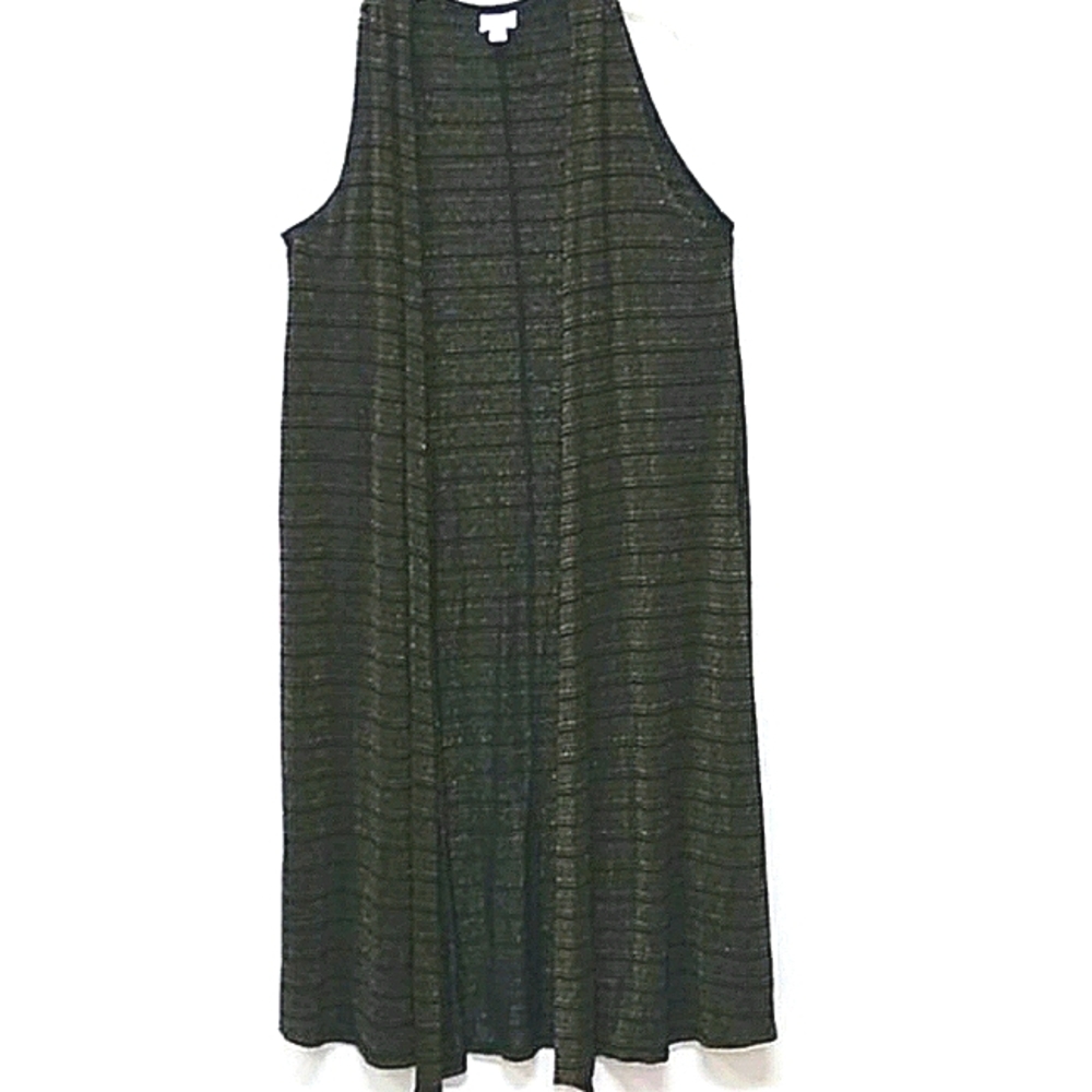 Lularoe long knit cardigan black with gold threads medium
